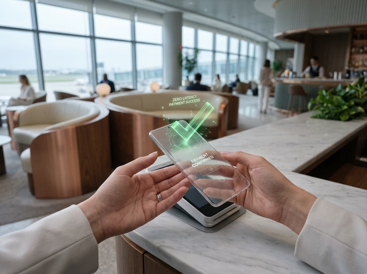Hands Holding Frameless Smartphone Making Instant Contactless Payment